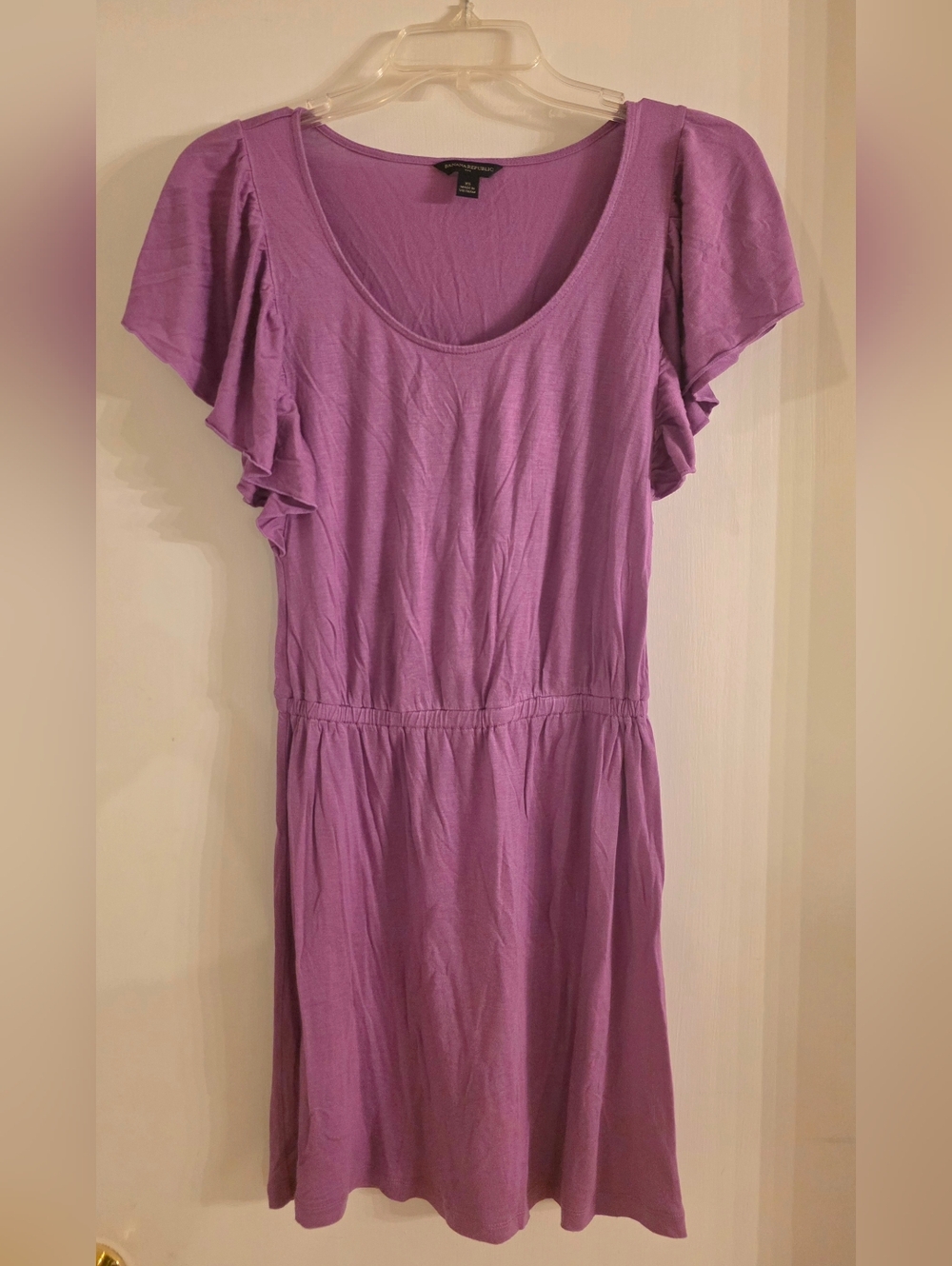 Banana Republic Flutter Sleeve Scoop Neck Dress in Lavender